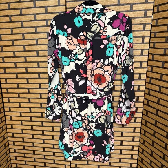 Express Black Floral The‎ Portifino Shirt Dress Size Small - Picture 2 of 6